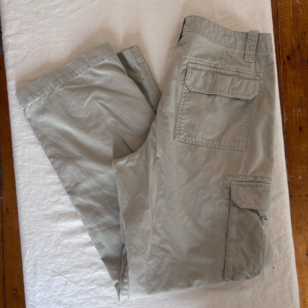 Men’s Vintage Eddie Bauer 100%Cotton Cargo Pants Size 34x34 Oyster